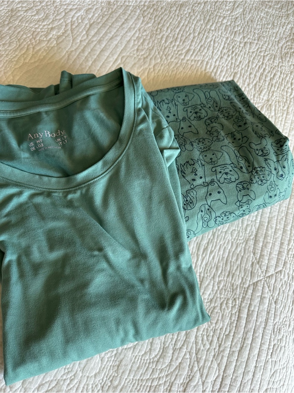AnyBody Medium Tall Pajama Set Soft Lounge Sleepwear 34” Inseam Dog Print 🐾🐶